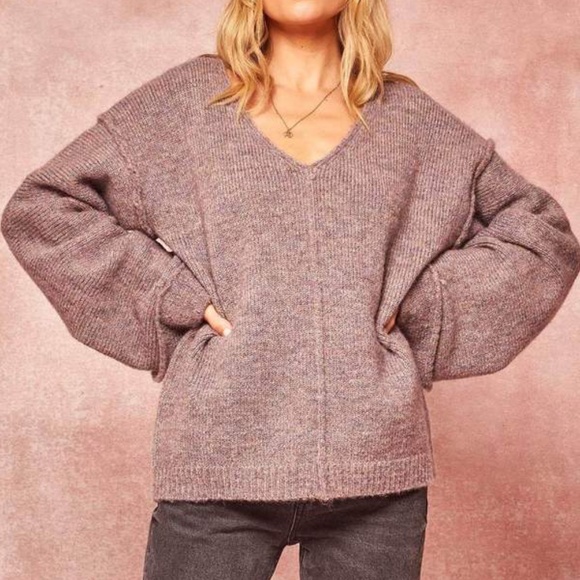 Promesa Sweaters - Promesa Loosely Translated Oversized VNeck Sweater